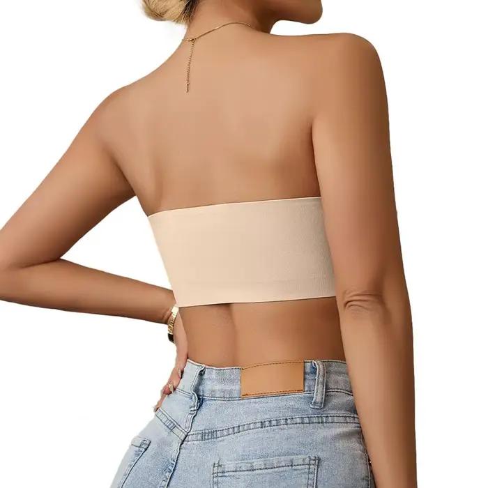 Soutien-gorge bandeau sans bretelles pour femme, antidérapant, sans armatures, sans couture, rembourré, type tube top