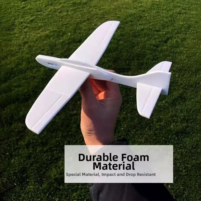 Modèle de planeur léger en plastique pour bricolage, avion à lancer pour l'extérieur, biplan en mousse blanche non fini