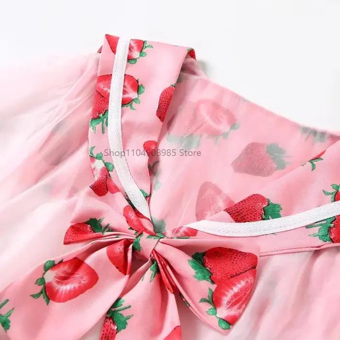 Ensemble de Lingerie Sexy Kawaii, robe de marin mignonne, Costume imprimé fraise Lolita, uniforme d'écolière, Lingerie japonaise Cosplay