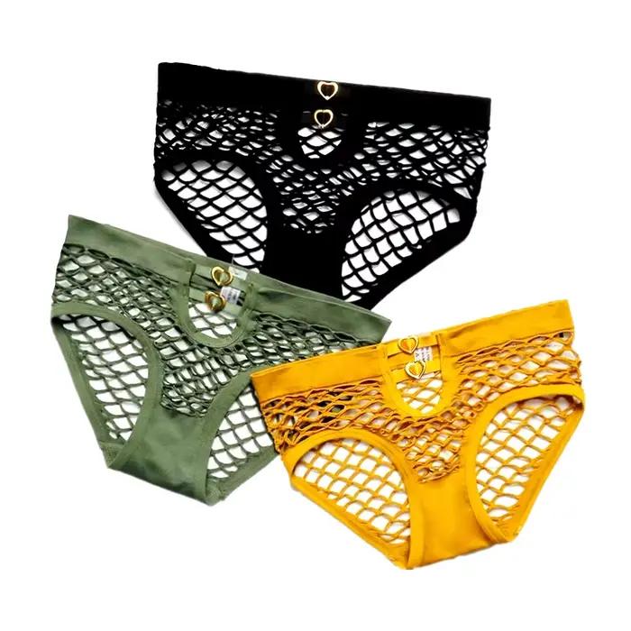 Culotte en résille pour femmes, sous-vêtements féminins, transparents, ajourés, intimes, grande taille