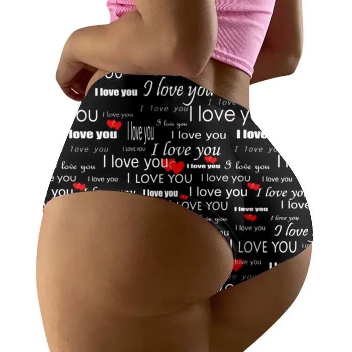 Culotte imprimée pour la saint-valentin pour femmes, sous-vêtements respirants, slip taille haute, Lingerie sans couture, couverture complète, sous-vêtements grande taille