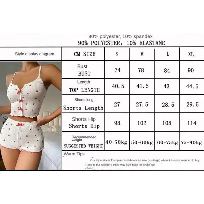 Dámské sexy pyžamo s potiskem srdíček
