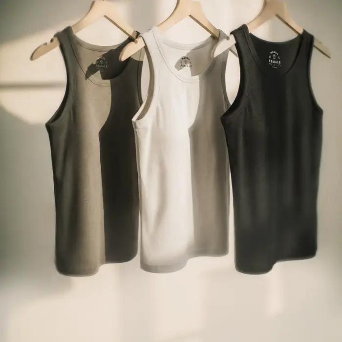 Débardeur Maden pour femme avec soutien-gorge intégré, dos nageur, rembourré, sans manches, style camisole, décontracté, côtelé, uni, pour superposition, Printemps-Été