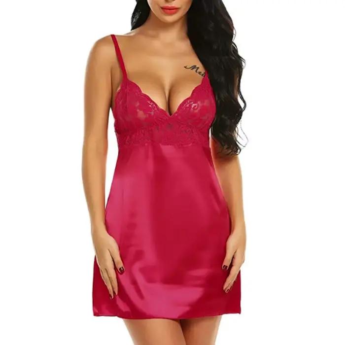 Femmes Sexy dentelle fronde Lingerie mode vêtements de nuit Robe de nuit nuisette couleur unie chemise de nuit Lingeries Sexy pour les femmes Robe