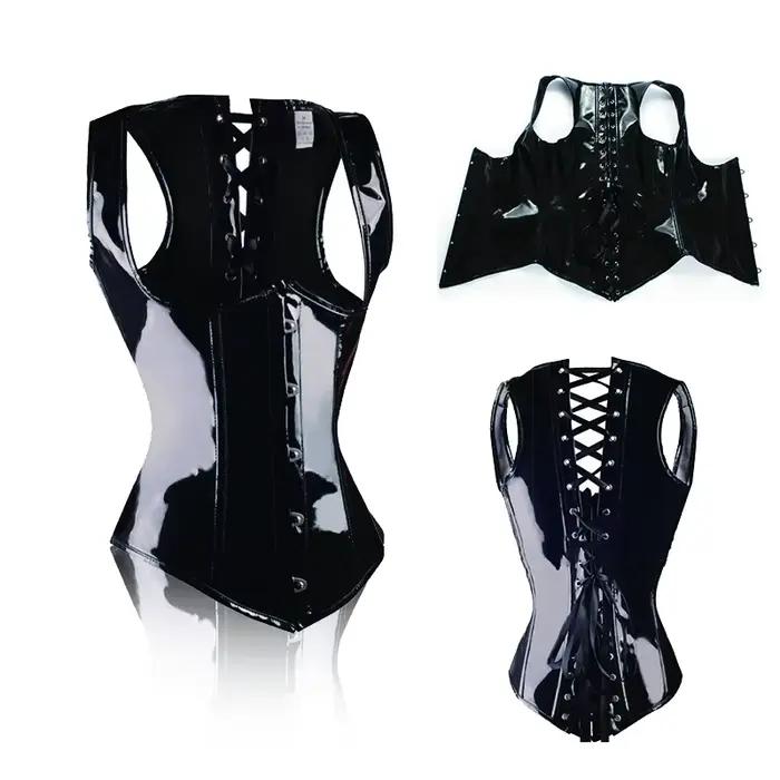 Corset de costume gothique sexy, Bustier Cincher basque, Faux cuir, Bustier en PVC, Shaper de batterie, Steampunk, Lingeries