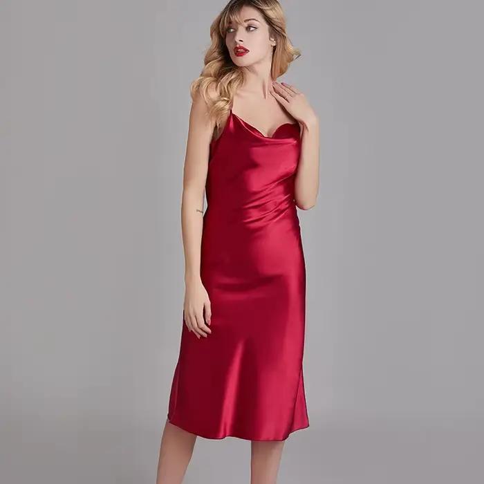 Chemise de nuit en satin soyeux pour femme, bretelles spaghetti, vêtements de nuit d'été, vêtements de nuit blancs, robe en span pour la maison, InDispensLingerie, nouveau