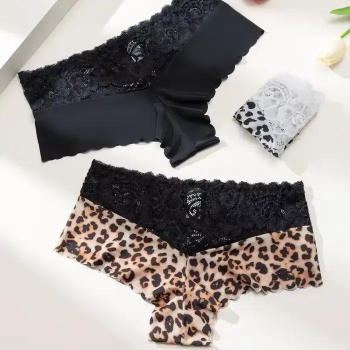 Léopard femmes culottes sans couture taille moyenne femme boxeurs Sexy sous-vêtements en dentelle confortable doux Lingerie respirant femme Boyshorts culotte