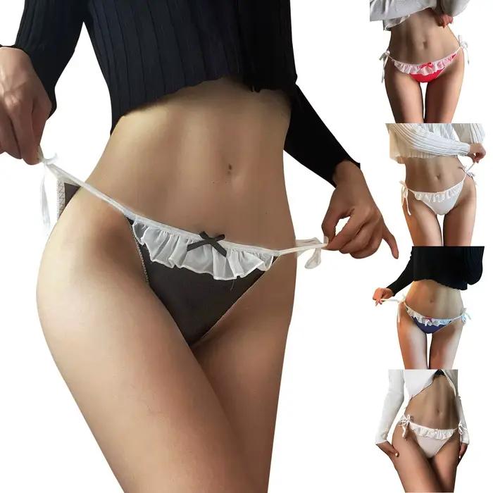 Nouvelle culotte latérale à nouer, string Sexy, Lingerie pour femmes, nœud féminin, slip taille basse, string, Tangas, caleçon t-back, intimes