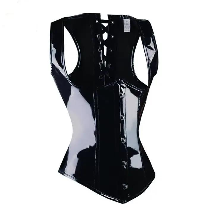 Corset de costume gothique sexy, Bustier Cincher basque, Faux cuir, Bustier en PVC, Shaper de batterie, Steampunk, Lingeries