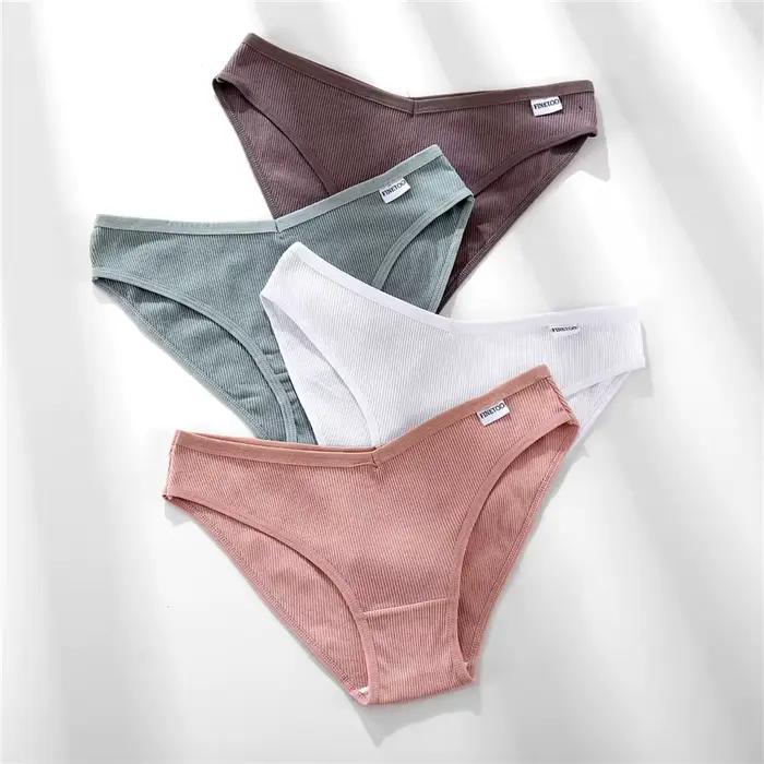 FINETOO culotte femme sous-vêtements en coton M-4XL Sexy taille V slips fille taille basse culotte douce femmes caleçons femme Lingerie nouveau