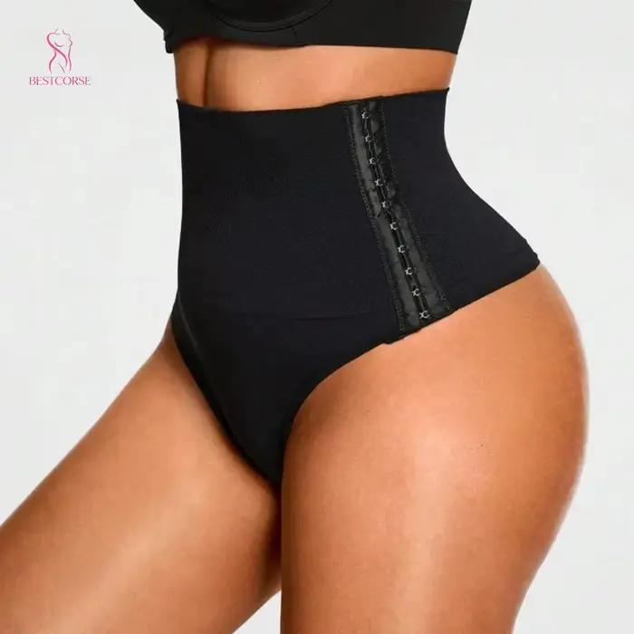 Culotte gainante taille haute amincissante effet ventre plat avec crochets, style string, type corset, grande taille