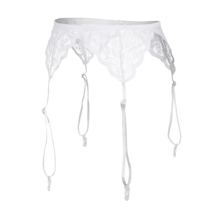 Jarretelles en dentelle pour femmes, Lingerie Sexy, sous-vêtements transparents, ceinture de taille réglable à quatre boutonnage pour bas, Lingerie