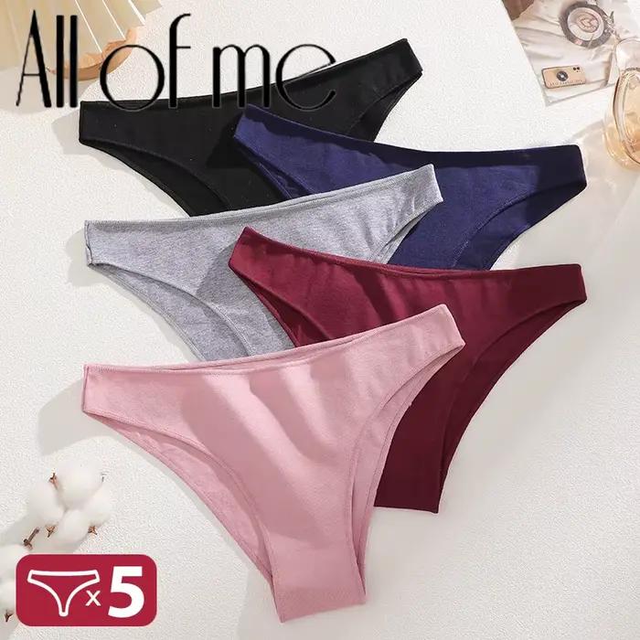 Lot de 5 culottes en coton pour femmes, sous-vêtements féminins sexy, lingerie lisse et confortable, culottes de couleur unie, tailles M-XXL