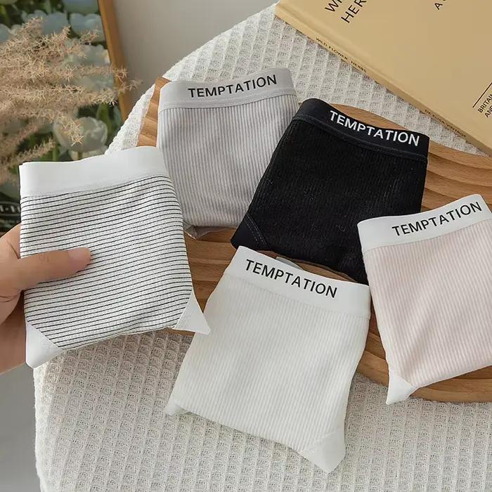 Culotte en coton M-XL pour femmes, culotte sexy en dentelle, slips de lettres de confort pour filles, taille moyenne, caleçon sans couture, lingerie féminine