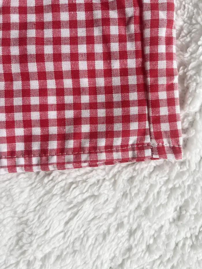 Boxer vichy pour femmes et adolescentes, pyjama à carreaux vichy, short de salon de sommeil, tenue d'été, mignon, rouge