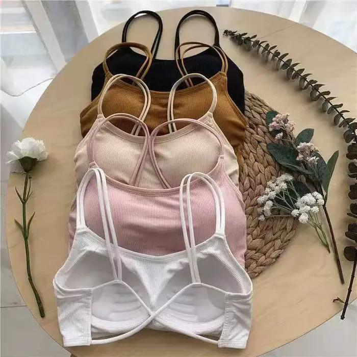 Bralette-Soutien-gorge dos nu pour femme, haut court, bustier tubulaire, push-up sans couture, sans fil, croisé dans le dos, nouveau, 1 pièce