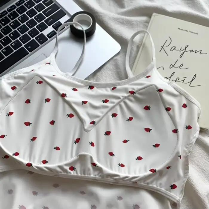 Camisole dos nu en fibre imprimée Harvey pour femme, haut précieux mignon avec soutien-gorge intégré, bretelles spaghetti, mince, livraison directe