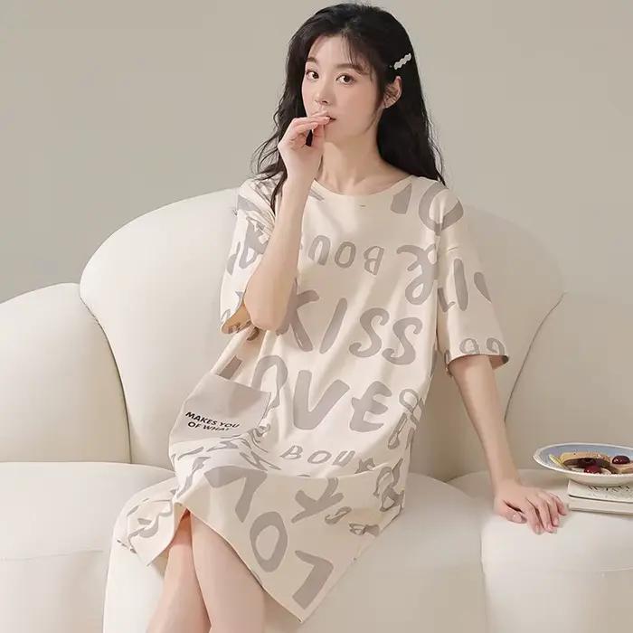 Chemise de nuit pour femmes, Version coréenne, vêtements de maison pour filles, vent doux, dessin animé mignon, Section fine, pyjama ample, Kawaii, mignon, respirant, décontracté