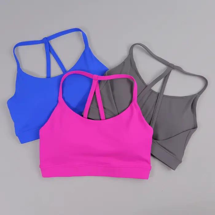 Soutien-gorge de sport pour femmes, exercice de gymnastique, respirant, détachable, avec fines bretelles, triangulaire, beau dos, soutien-gorge de Yoga Sexy
