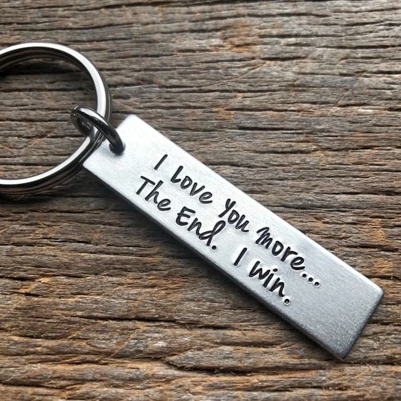 Porte-clés I Love You More / Most End I Win, cadeau de saint valentin, petite amie, petit ami, mari,
