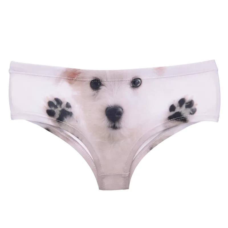 DeanFire Kawaii 3D culottes femmes sous-vêtements blanc chiot drôle impression belle Push Up slips L