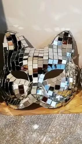 Masque de boîte de nuit en verre argenté pour femme, miroir renard, chat, DJ, danse, scène