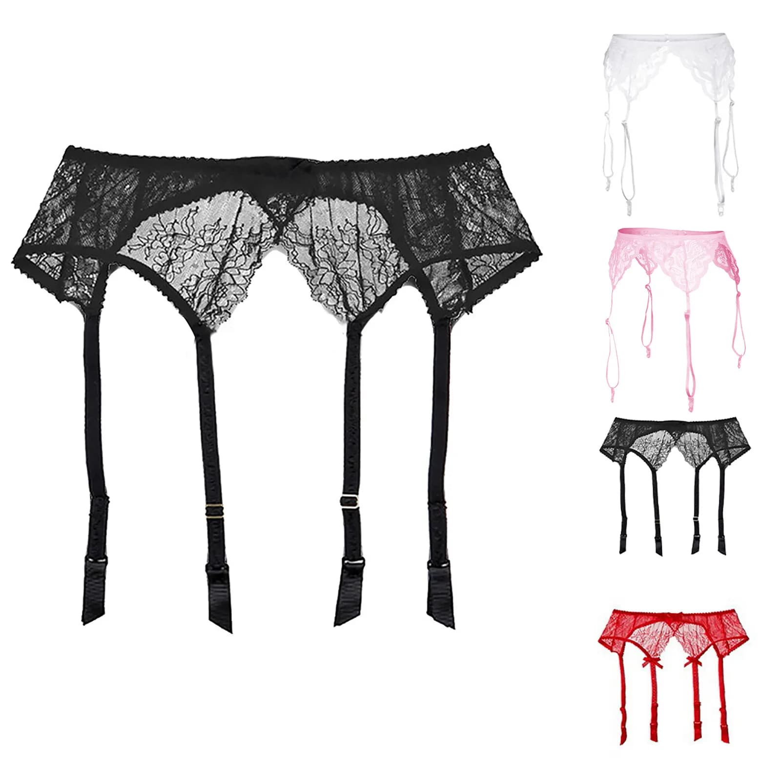 Porte-jarretelles en dentelle pour femmes, sous-vêtements en maille transparente, ceinture réglable