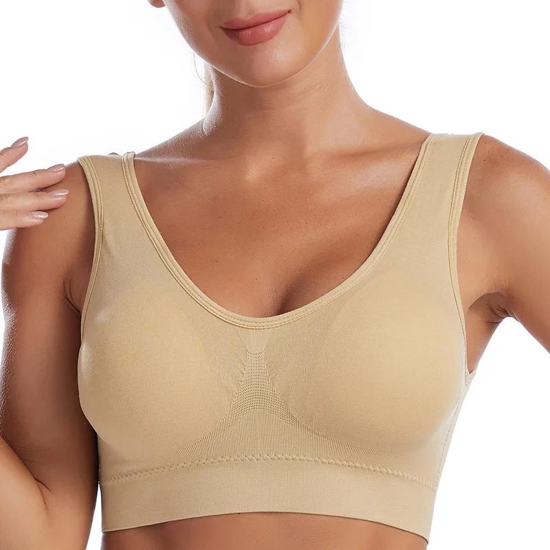 Soutien-gorge rembourré sans couture pour femme, soutien-gorge grande taille, bralette sans fil resp