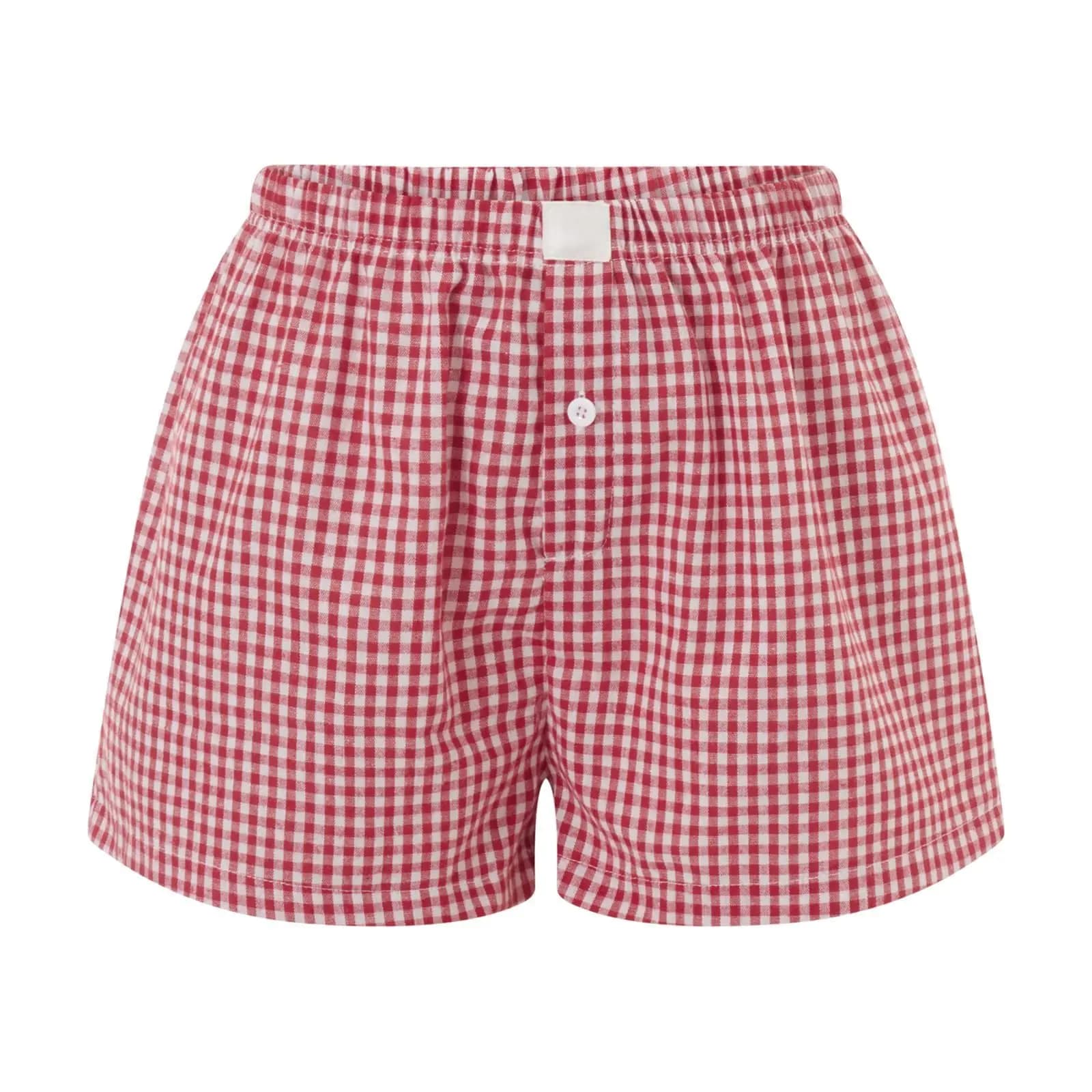 Boxer vichy pour femmes et adolescentes, pyjama à carreaux vichy, short de salon de sommeil, tenue d
