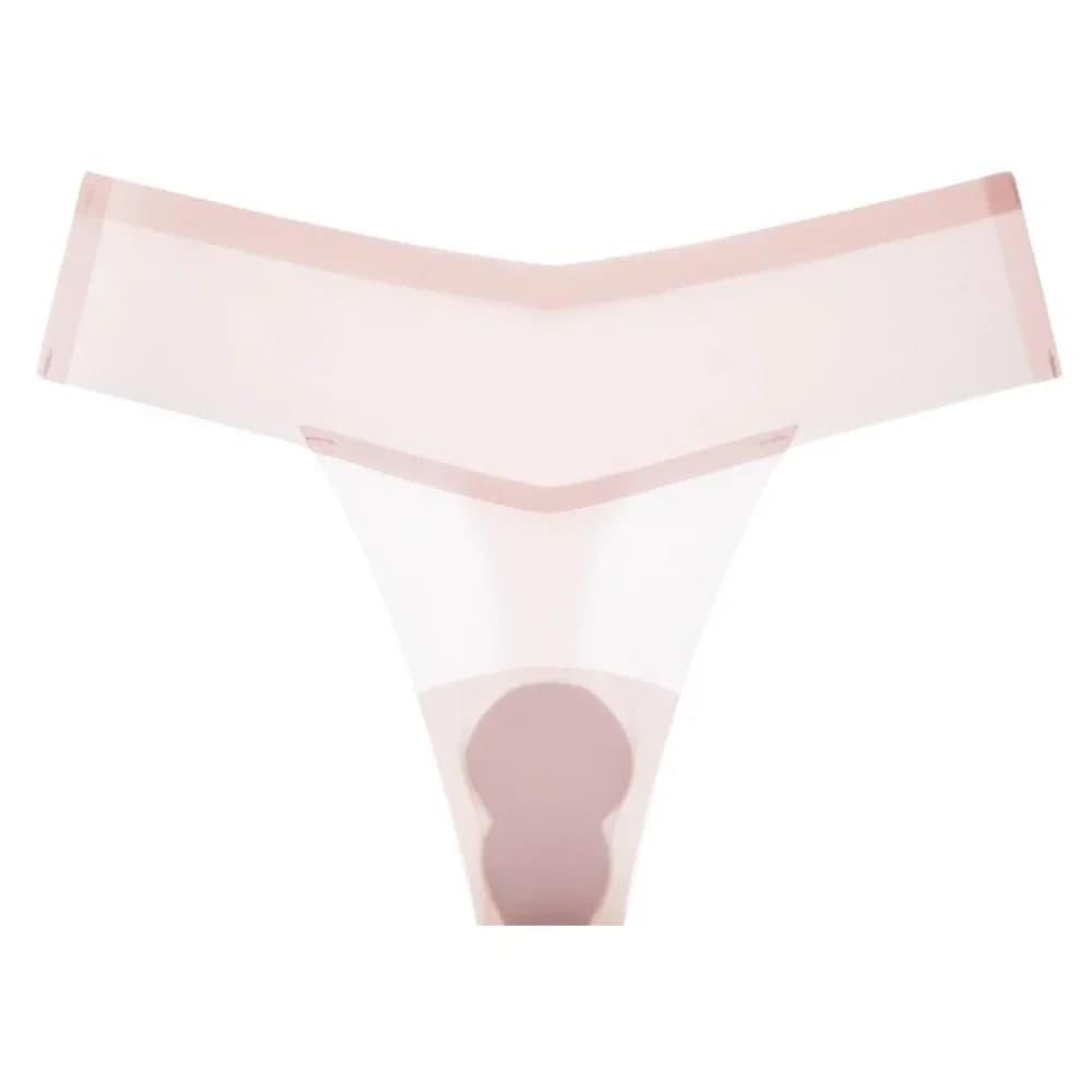 Culotte string transparente en soie glacée pour yoga et fitness, sous-vêtement fin anti-embarras, ta