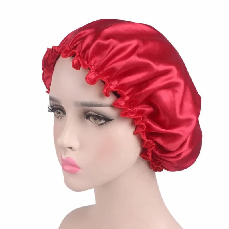 Bonnet de nuit en satin pour femme, unisexe, pour la douche et le bain