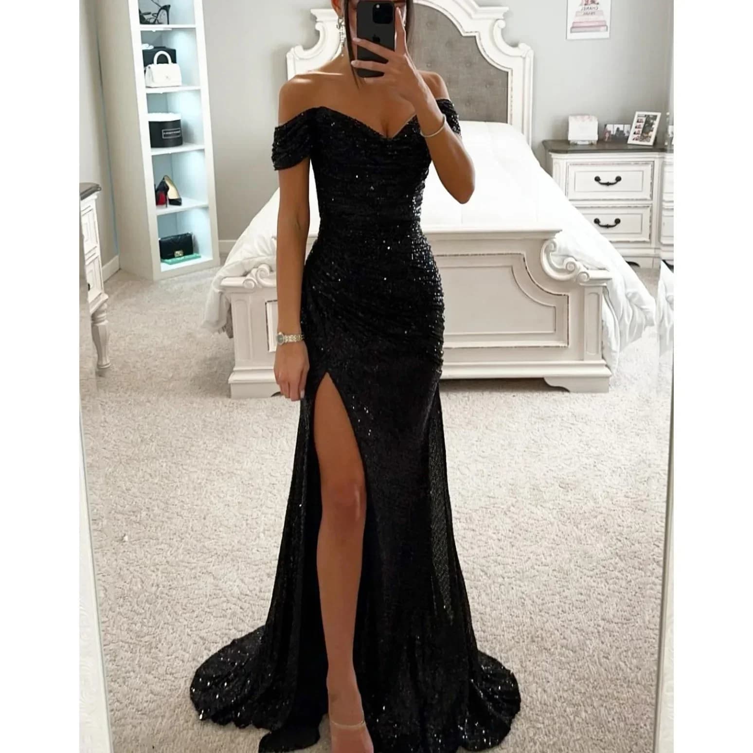 Robe de soirée de luxe pour femmes, fente haute, Sexy, Banquet, taille fine, élégante, col en v, Sli