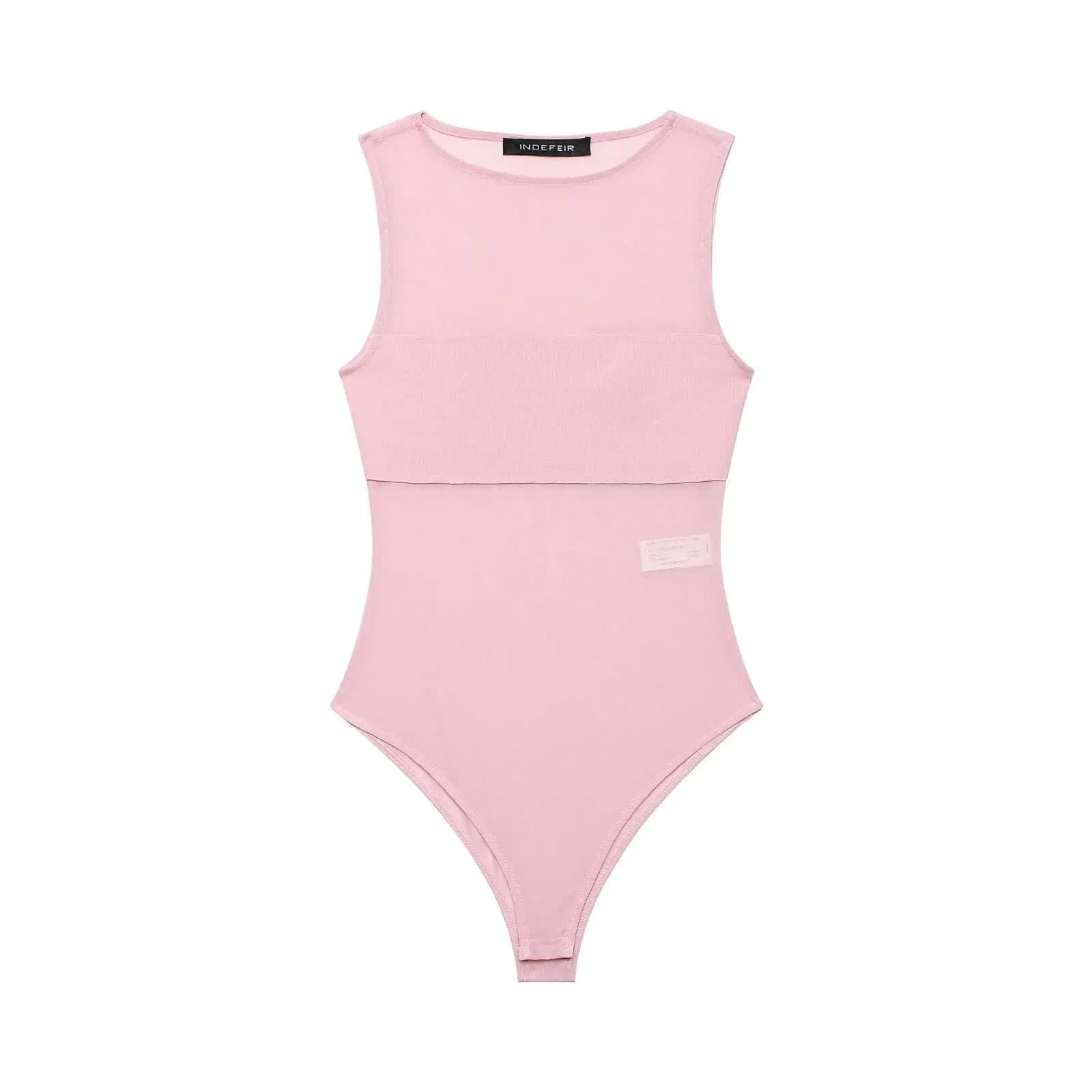 Combinaison en tulle pour femmes, printemps-été, sexy, légère, col rond, sans manches, style plage,