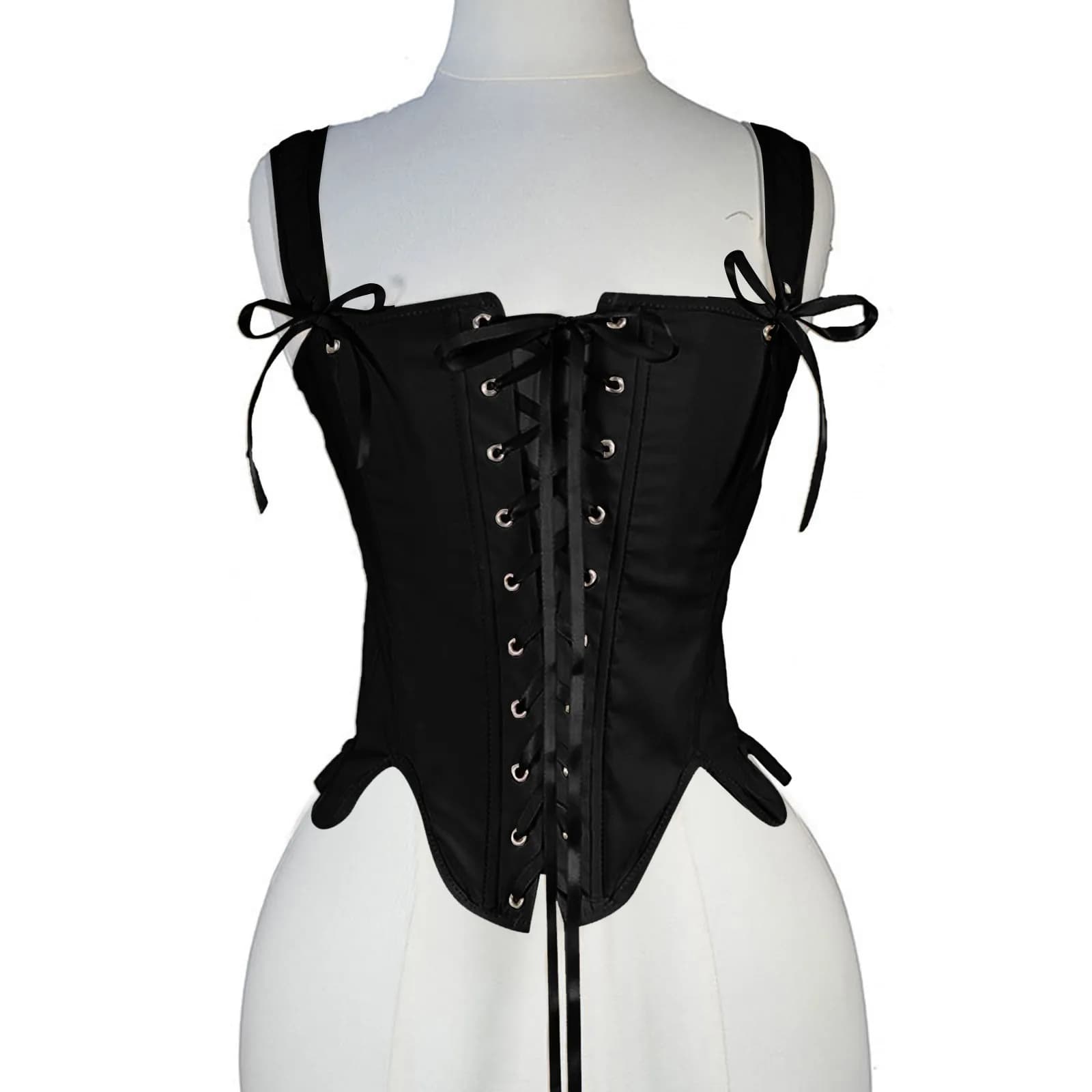 Corset Renaissance Médiévale pour Femme, Bustier Vintage, Crop, Corset à Lacets, Camisole Noire et B