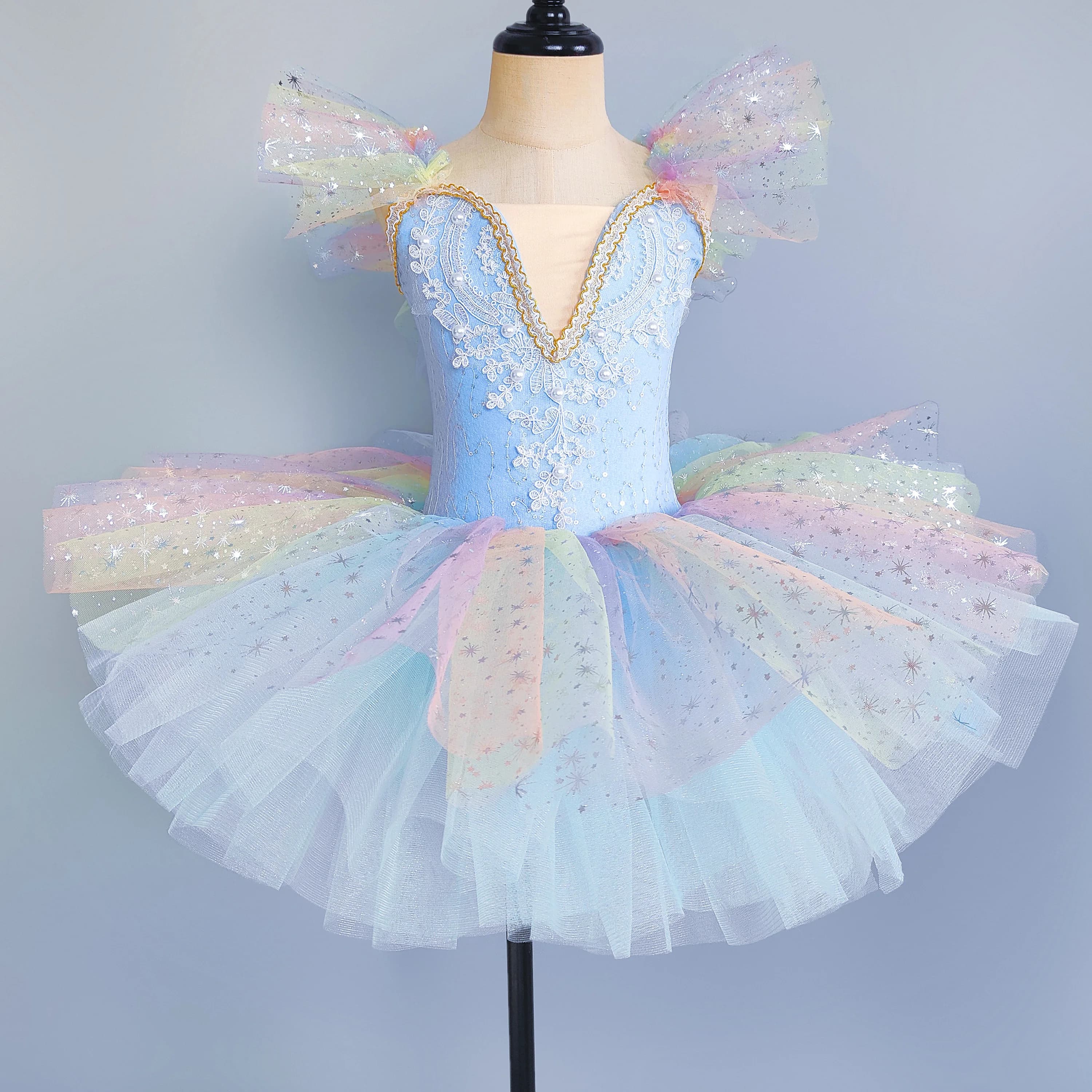 Tutu féerique de spectacle de princesse pour enfants, vêtements de Ballet, justaucorps pour filles,