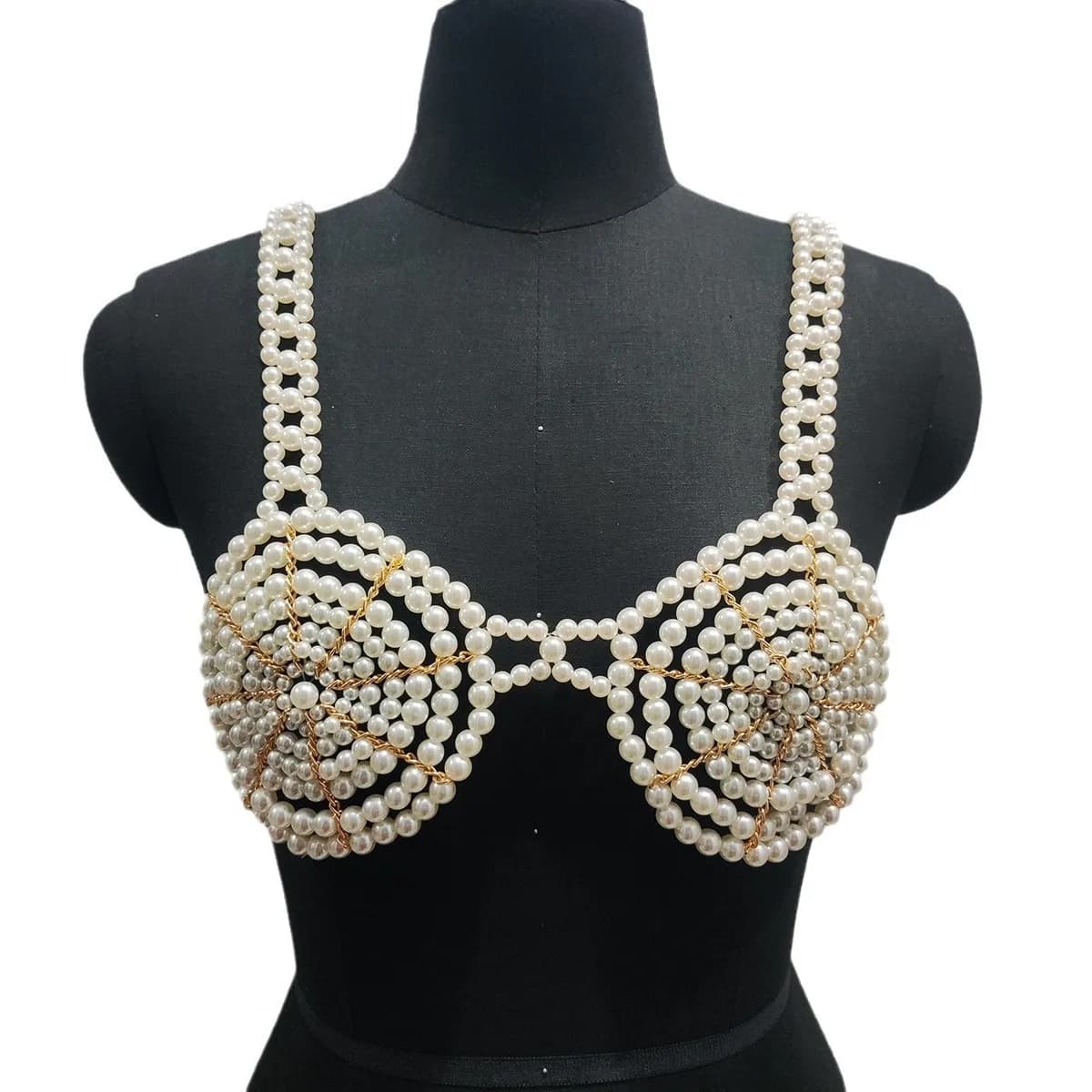 Soutien-gorge en perles de plastique pour boîte de nuit, style européen, haut court, bikini, camisol