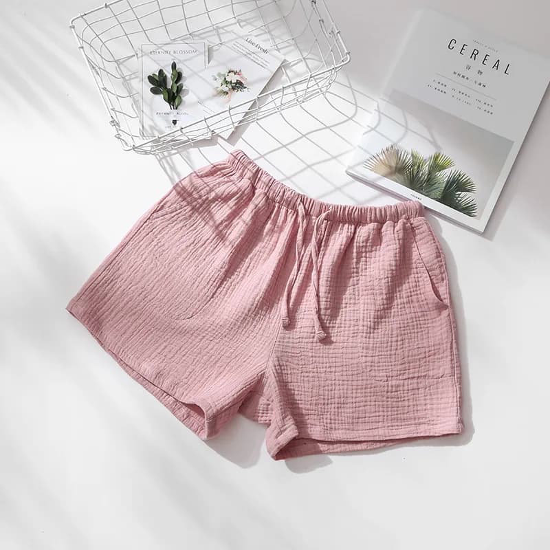 Short de pyjama en pansement de coton pour hommes et femmes, pantalon de nuit pour couples, taille é