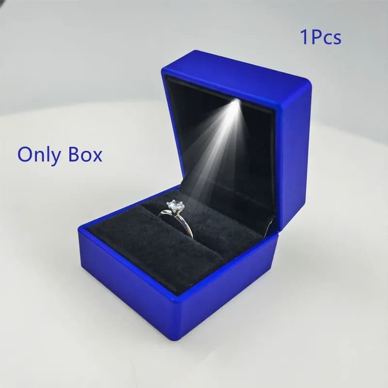 Boîte à bagues de luxe avec lumière LED, boîte à bijoux en diamant pour fiançailles, mariage, annive