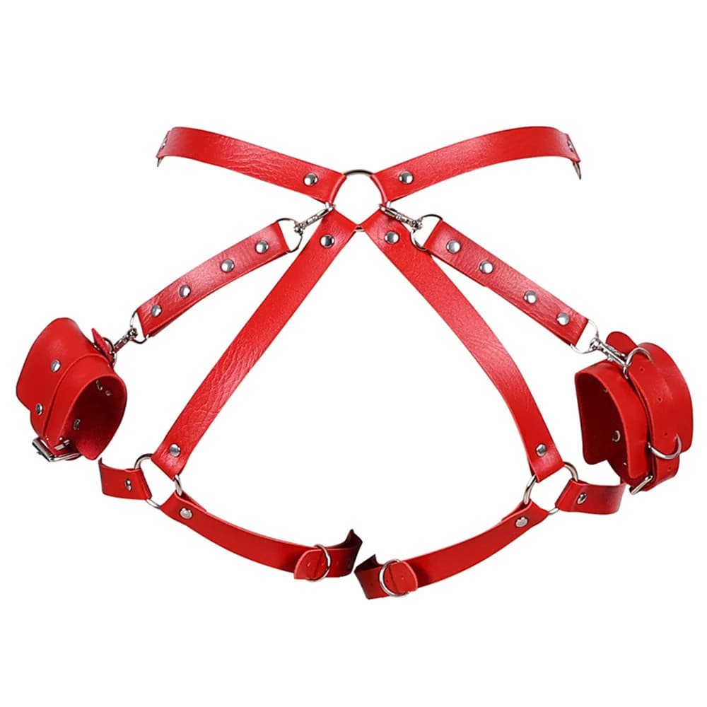 Menottes jouets sexuels en cuir PU, harnais de corps, sangles de Bondage, Kit BDSM, jouets sexuels é