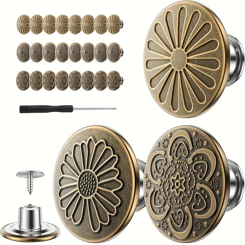 24 épingles à boutons, derniers boutons pour jeans amples au design plat, sans couture ni outils, bo
