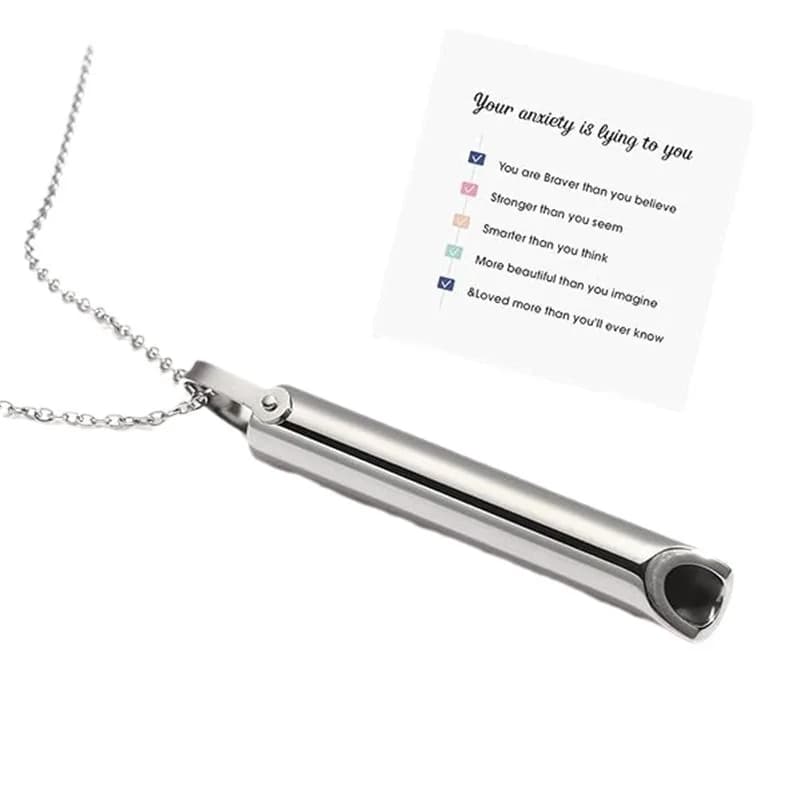 Collier sifflet en acier inoxydable pour soulager l'anxiété, outil de pleine conscience, arrêter de