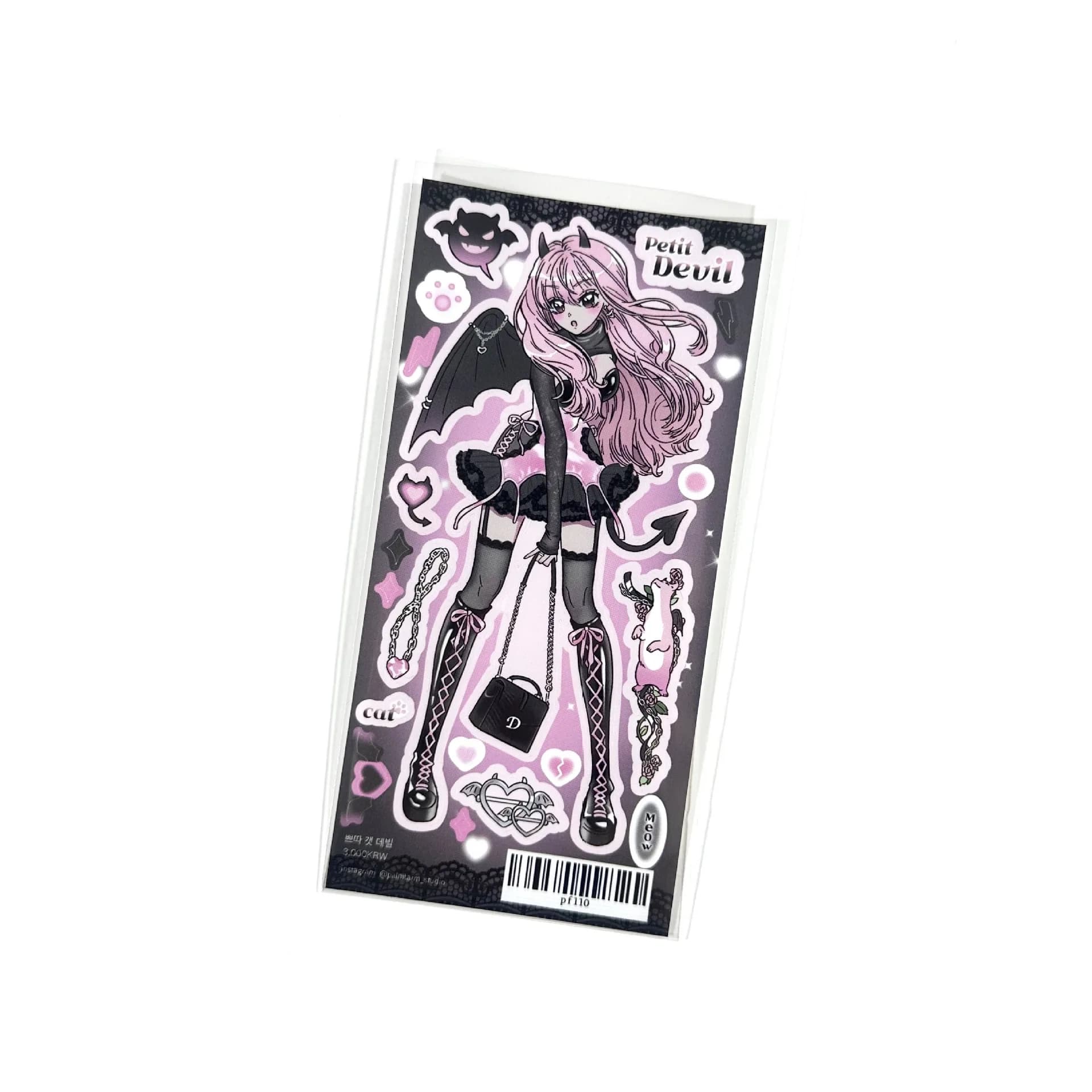 Dessin animé mignon doux Cool fille ange avec démon personnage autocollants compte à main agenda pla