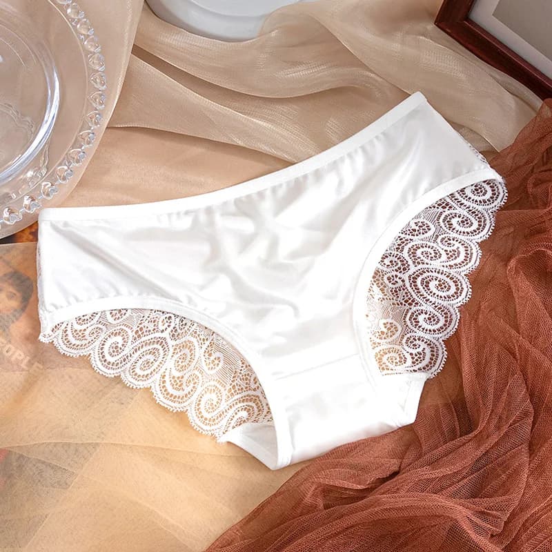 Culotte en Satin Vintage pour femmes, sous-vêtements respirants de couleur unie, Lingerie française