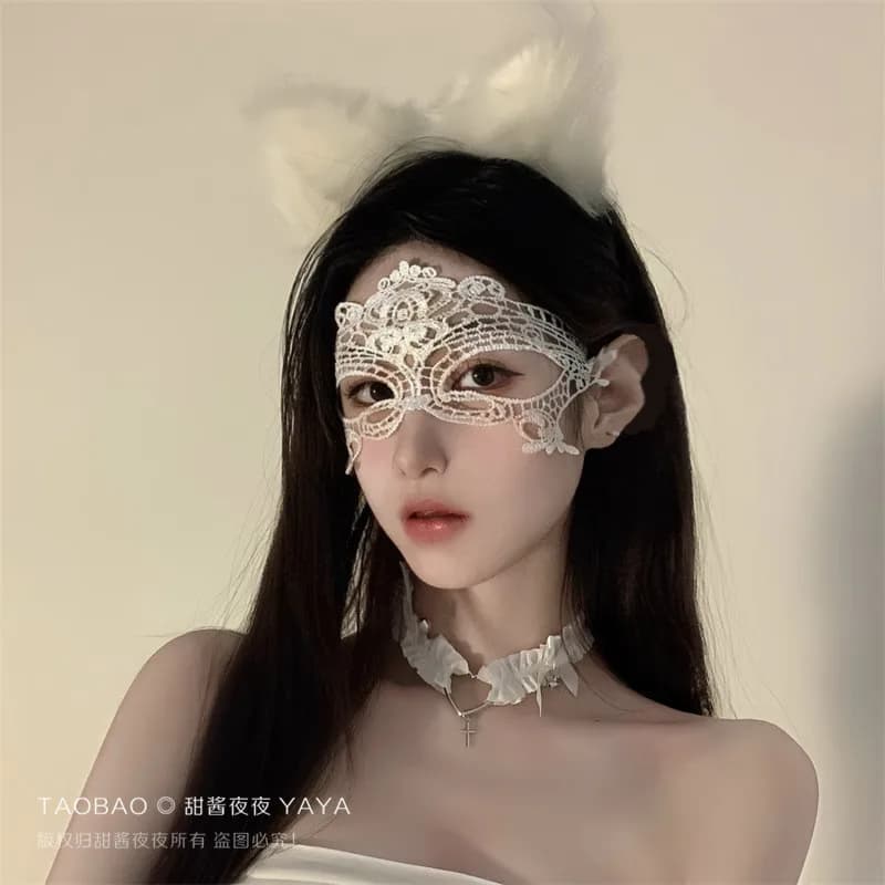 Lolita dentelle masque pour les yeux dame dentelle creuse mascarade masque facial Cosplay bal access