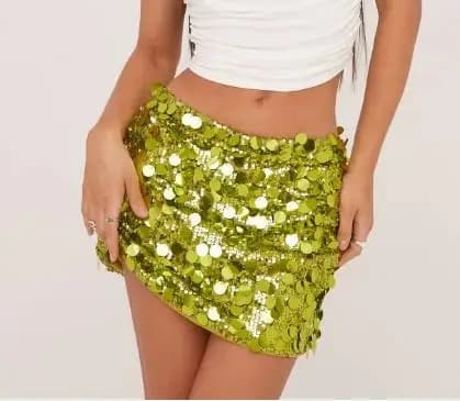 Mini jupe courte moulante à paillettes scintillantes pour femmes, taille moyenne, coupe cintrée, pou
