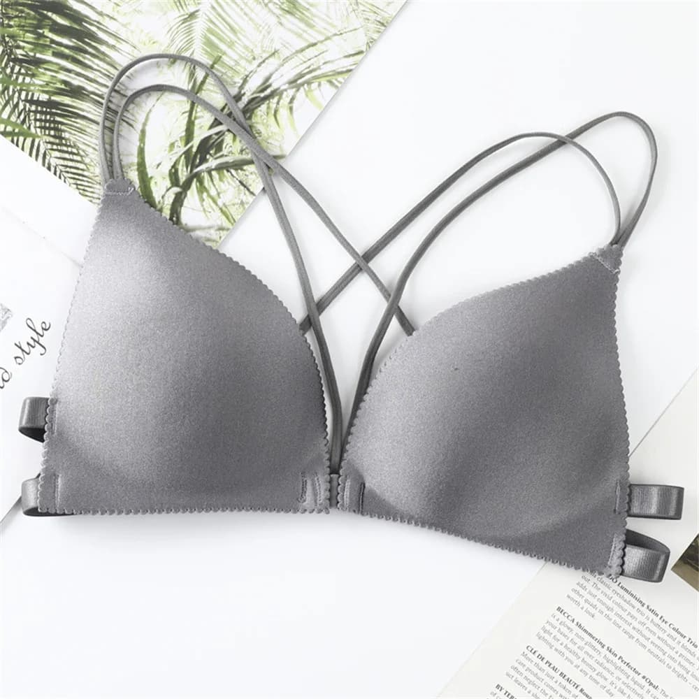 Soutien-gorge sexy à bretelles fines croisées pour femmes, soutien-gorge froncé, polyvalent, beau do