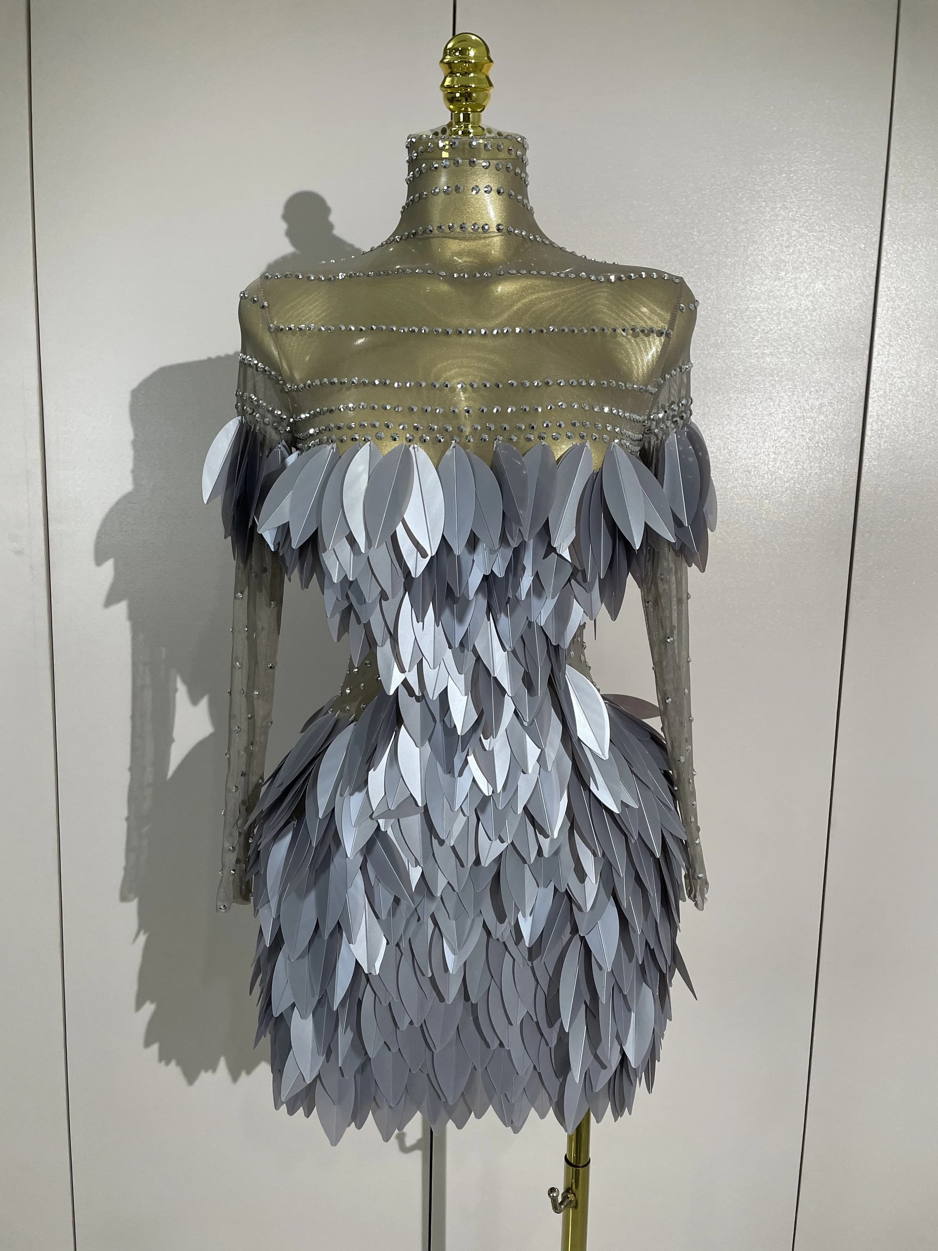 Mini robe transparente en maille pour femmes, tenue de soirée de luxe, anniversaire, boîte de nuit,