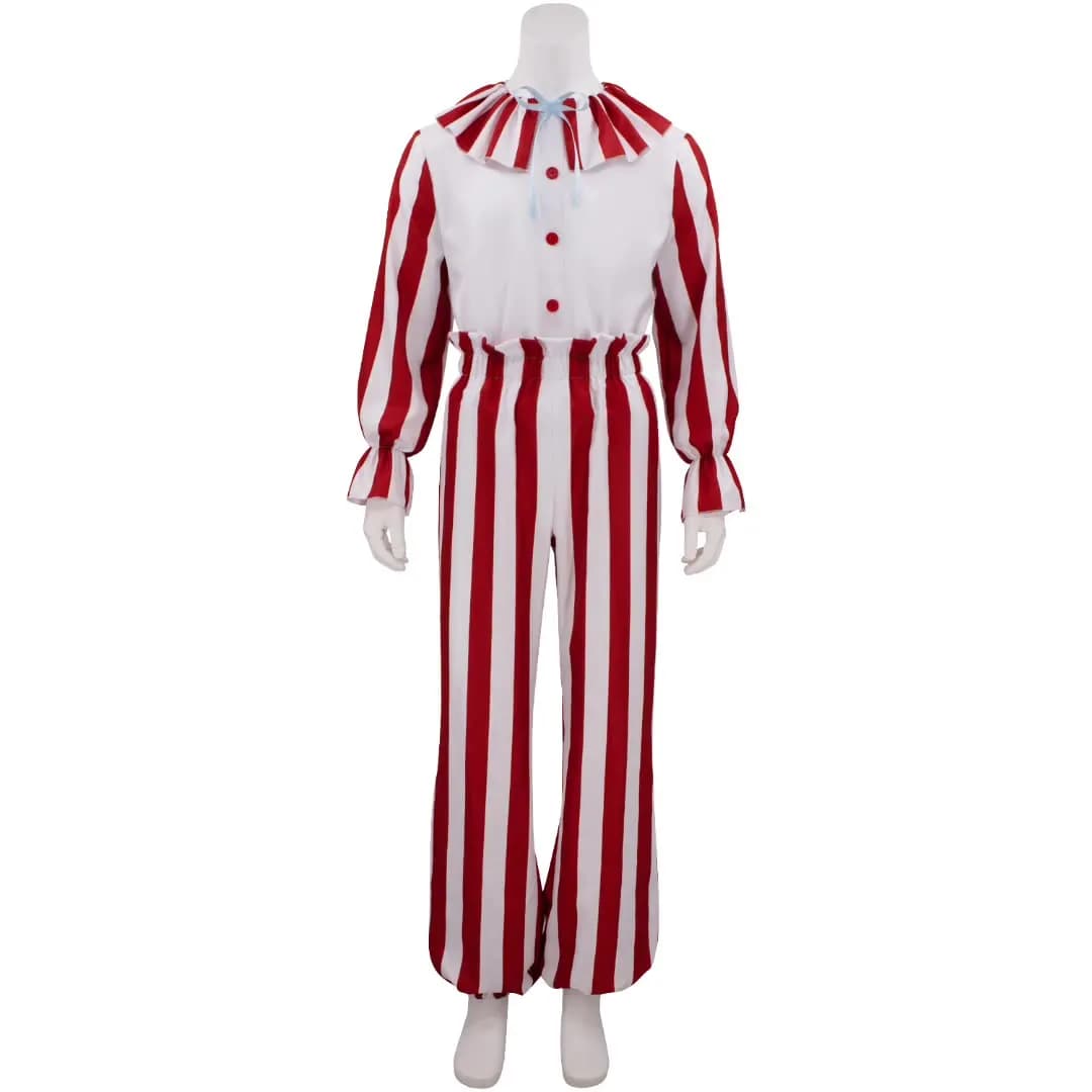 Costume de Clown adulte dans un champ de maïs, Costume d'halloween, mascotte de Baypen rayée, film F
