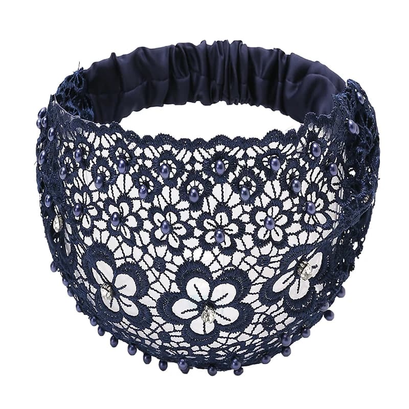 Bandeau amissié en polyester avec dentelle florale, élégant, avec perles, élastique, ensemble d'acce