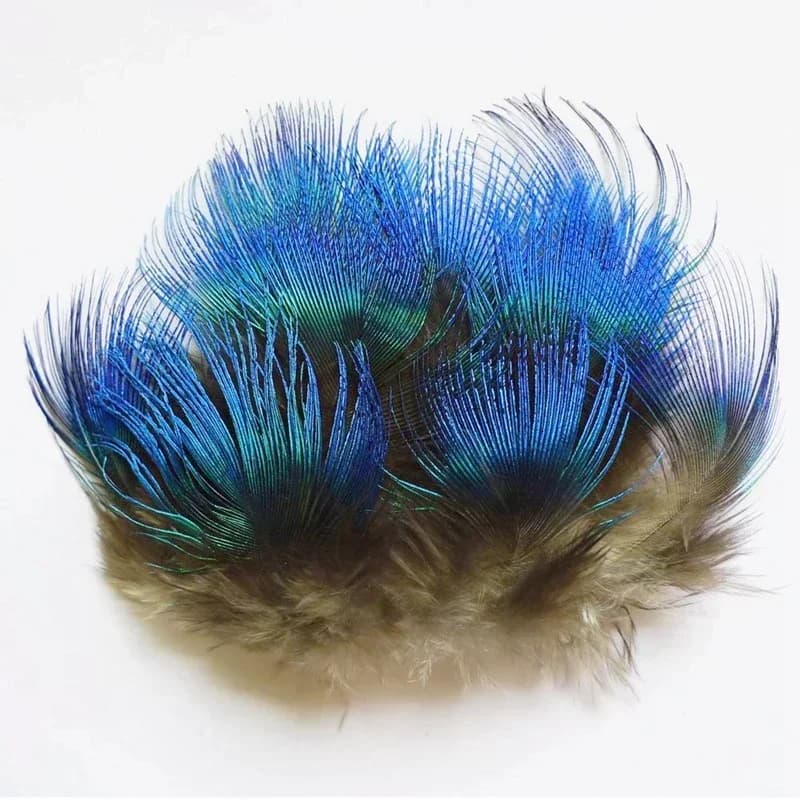Plumes de paon bleues naturelles pour l'artisanat, 3-7 cm, travaux d'aiguille, bijoux, artisanat, ac